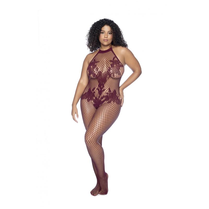 BODYSTOCKING FLORAL LICOU ET ENTREJAMBE SANS MANCHES CHERRY OSX - MAPALE