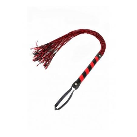 Martinet noir rouge lanières tréssées cuir 80cm - Spazm