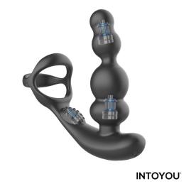 Plug vibrant + Ballstretcher Klark10.5 x 3.5cm - Intoyou - 3 moteurs
