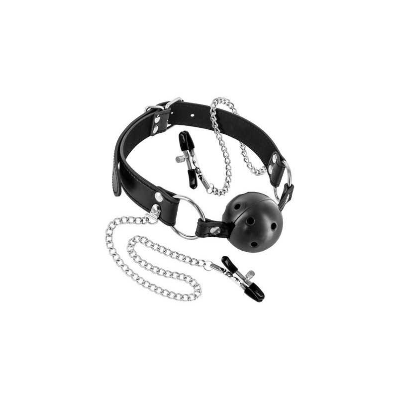 Intime-et-Sens Loveshop 89 Bâillon Boule Rigide Percée et Pince