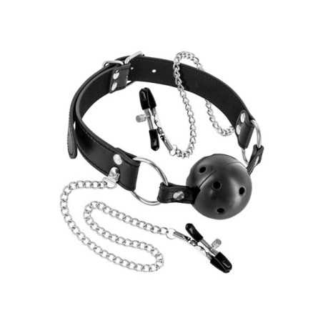 Intime-et-Sens Loveshop 89 Bâillon Boule Rigide Percée et Pince